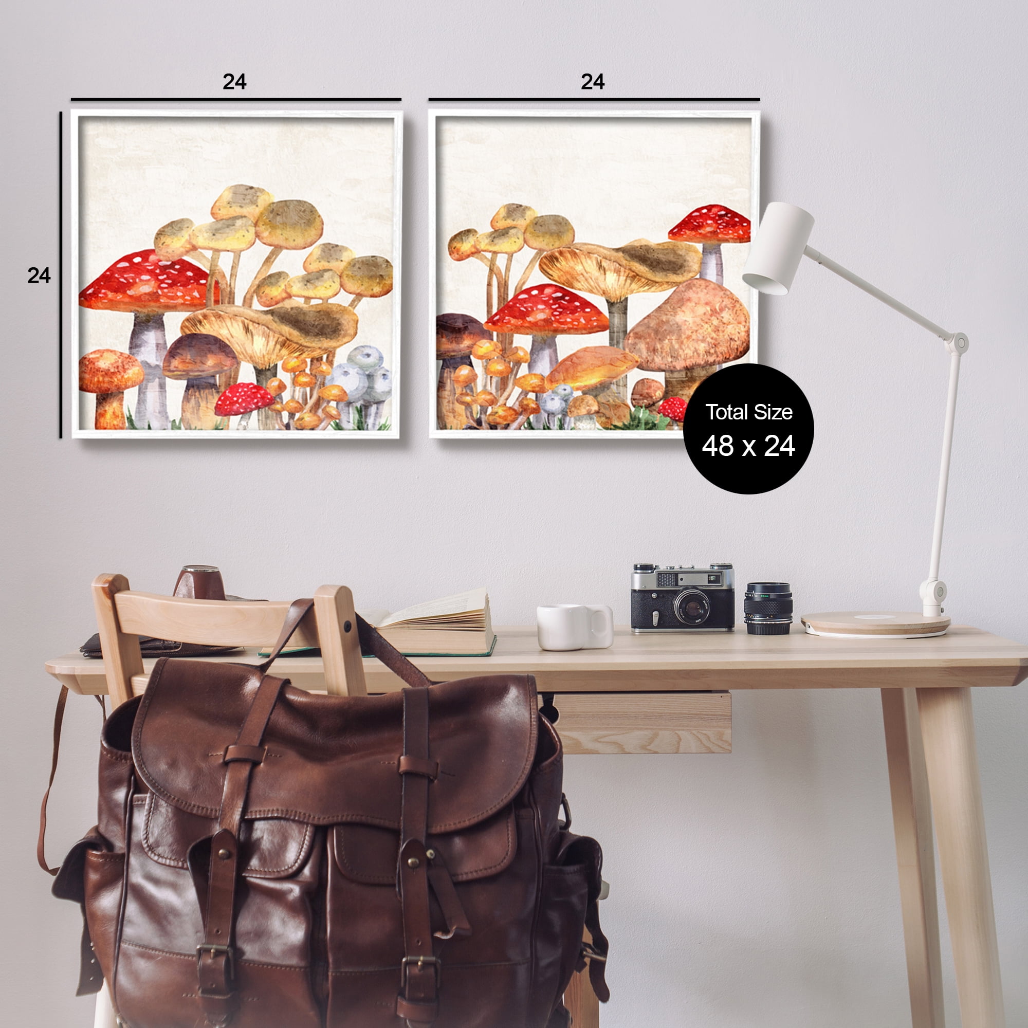 Stupell Industries Various Cottage Mushrooms Botanical & Floral Painting White Framed Art Print Wall Art, 24 x 24, Set of 2