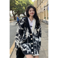 thumbnail image 1 of Suéter tipo cárdigan con efecto tie-dye de gran tamaño para mujer, chaqueta de punto holgada con cuello en V informal y retro gruesa, 1 of 5