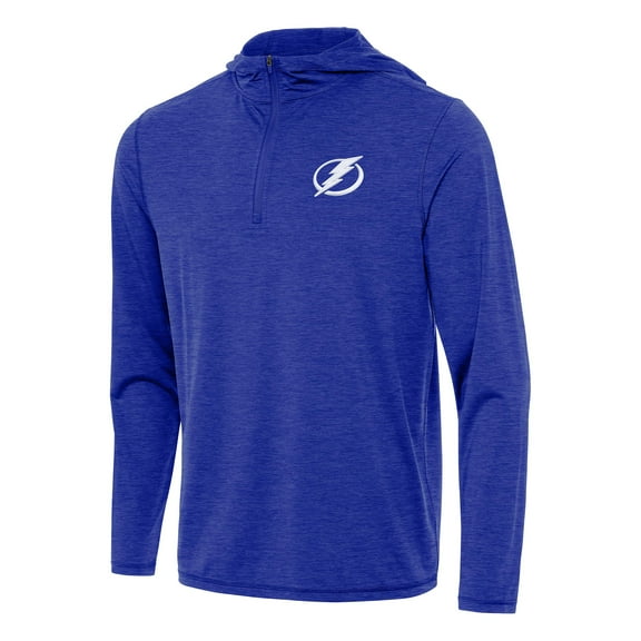 Men's Antigua Heather Royal Tampa Bay Lightning Tidy Quarter-Zip Hoodie