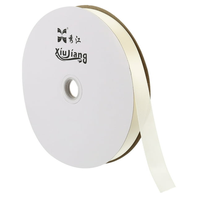 Unique Bargains 0.79' x 100 Yards Double Face Decorate Crafts Roll Satin Ribbon Ceramic White