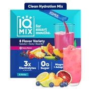 IQMIX Sugar Free Electrolyte Powder Packets - Keto Electrolytes with Lions Mane, Magnesium L-Threonate, Potassium Citrate - Sampler Pack (8-Count)