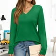 thumbnail image 3 of Women's Soft V Neck Long Sleeve Fall Casual Regular Fit Sweater Tops, 3 of 4