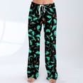 thumbnail image 7 of Garbnen Pajama Pants Halloween Pumpkins Print Women’s Lounge Pants Soft Cute Elastic Waist Fall Winter Wide Leg Sleep Pants for Women Blue XXL, 7 of 7