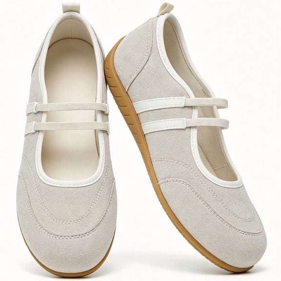 CHICVOMEY Women's Ballet Flats Slip-On Mary Jane Shoes with Breathable Comfortable Inner Non-Slip Sole Casual Walking Shoes for Women