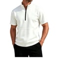 thumbnail image 3 of Mens Short Sleeve Zip Up Mock Neck Sweatshirt Relaxed Fit Casual Pullover Top with Pocket, 3 of 7