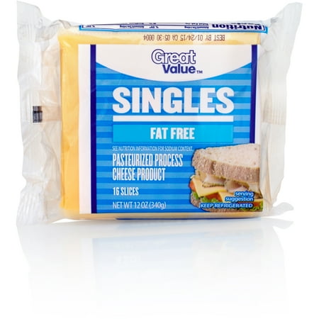 Great Value Fat Free Pasteurized Process Cheese, 12 oz