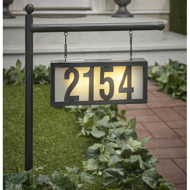 Solar Address Stake With Backlit House, Address Plaque For Light Post