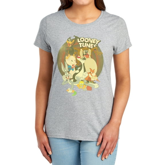Looney Tunes Gangs All Here Women's T Shirt, Athletic Heather, Small