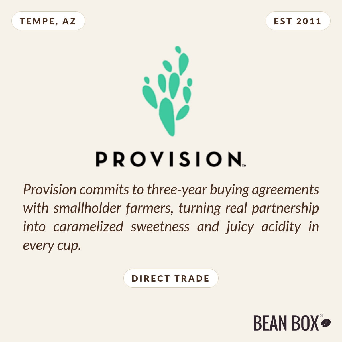 Prickly Pear - Roasted by Provision Coffee - Whole Bean Coffee - 12oz Bag