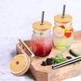 thumbnail image 3 of BTEPSGA 4 Pack Reusable Bamboo Regular Mouth Drinking Lids with Straw Hole and Straw for Mason Jar (JAR NOT INCLUDED), 3 of 8