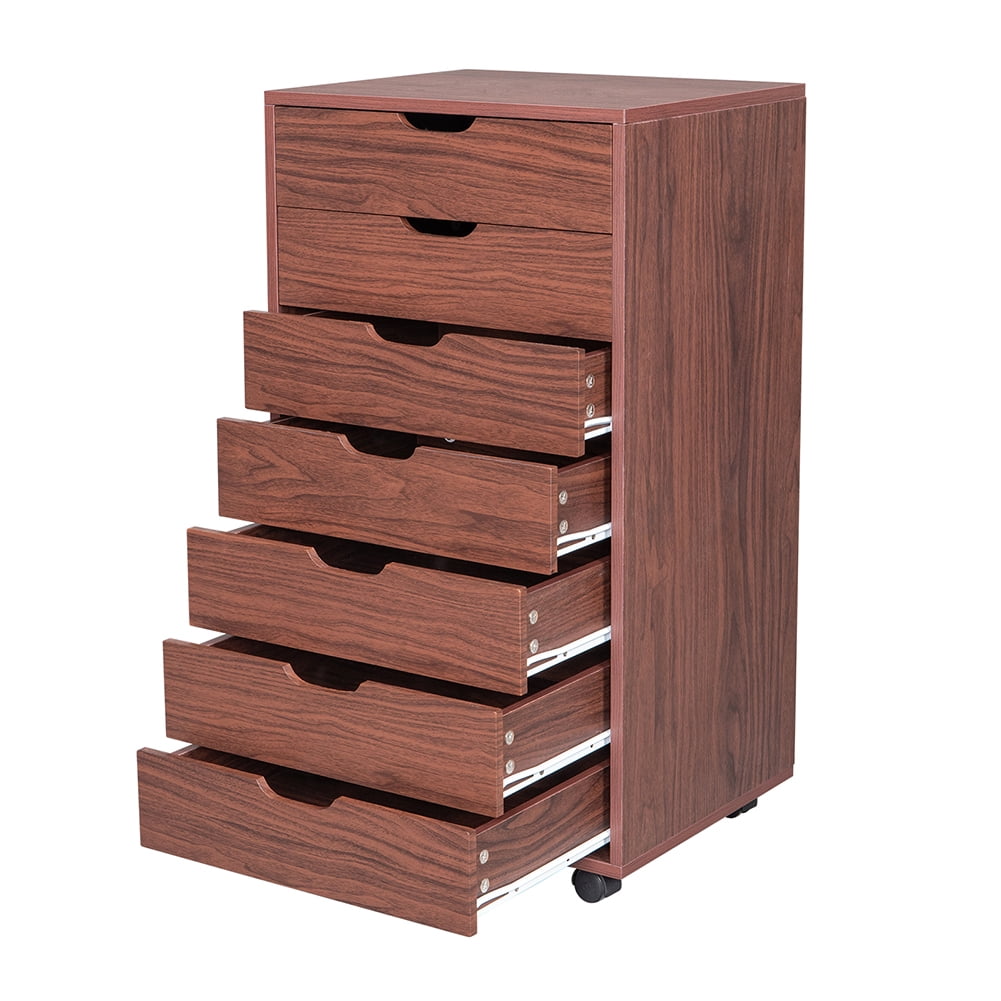 Lowestbest Printer Stand with Wheels, Seven Drawers Mobile Office Cabinet,Dark Walnut Lowestbest Printer Stand with Wheels, Seven Drawers Mobile Office Cabinet,Dark Walnut