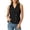 Black, variant on Women's V-Neck Button Front Sleeveless Top with Front Flap, Solid Color Casual Blouse for Warm-Weather (Khaki, XL).