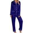 thumbnail image 2 of 2025 Men’s Family Matching Pajamas Silk Satin Long Sleeve 2-Piece Sleepwear Set, 2 of 7
