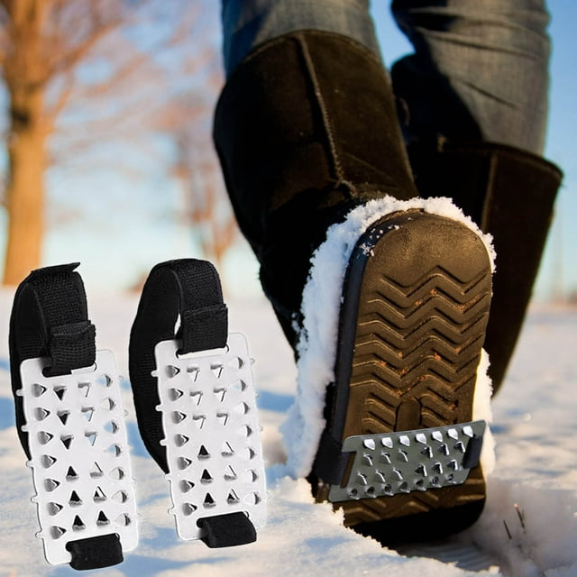 Calas de hielo con clavos de acero inoxidable de 26 dientes, agarres antideslizantes para zapatos, calzadores de tracción, fundas para botas con correas ajustables, que evitan resbalones sobre hielo