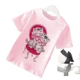 thumbnail image 4 of Cartoon Cats Kid Pink T Shirt Cartoon Cat Print Western Style T-shirt Short Sleeve for Boys and Girls Stranger Things Clothes, 4 of 5