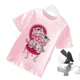 thumbnail image 4 of Cartoon Cats Kid Pink T Shirt Cartoon Cat Print Western Style T-shirt Short Sleeve for Boys and Girls Stranger Things Clothes, 4 of 5
