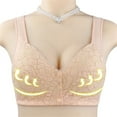 thumbnail image 5 of SMihono Trendy No Underwire Lace Bras for Women Sponge Cup Front Closure Bras for Seniors Plus Size Full Coverage Bras No Wire Bras Beige 24, 5 of 8