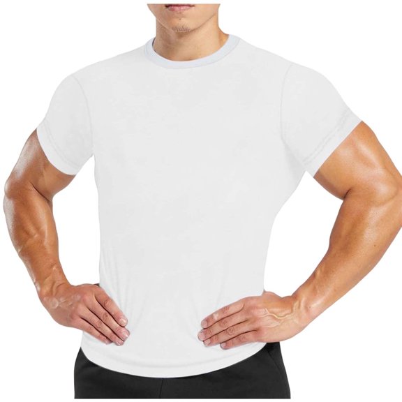 yillto Workout Shirts for Mens Short Sleeve Crewneck Muscle Tee Gym Running Exercise Breathable Athletic Tshirts