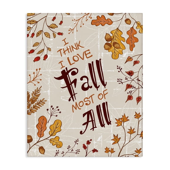 Stupell Industries Farmhouse Love Fall Leaf Border Canvas Art, 16 x 20, by Diane Labombarbe