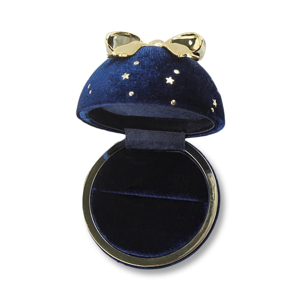 Caja de soporte para joyas, caja de embalaje elegante de satén de pana para el hogar, organizador de aniversario de compromiso de boda, Ropa, zapatos y accesorios Miscelánea Anillo azul oscuro