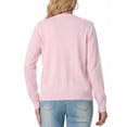 thumbnail image 4 of JWD Womens Cardigan Open Front Button Down Long Sleeve Knit Sweater Top Lightweight Casual Layering Cardigan Pink White L, 4 of 4