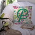 thumbnail image 3 of Carolines Treasures CJ2011-FPW1414 Letter F Flowers Pink Teal Green Initial Canvas Fabric Decorative Pillow  14Hx14W, 3 of 4