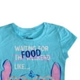 thumbnail image 3 of Disney Stitch waiting for food like….Little Girl's Blue Graphic Print T-Shirt - Size: M (5), 3 of 4