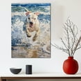 thumbnail image 5 of Funny Dog on Beach Canvas Wall Art, Dogo Argentino Dog Picture Ocean Artwork for Bathroom Bedroom Living Room, Art Decor 8x12 Inches, 5 of 6