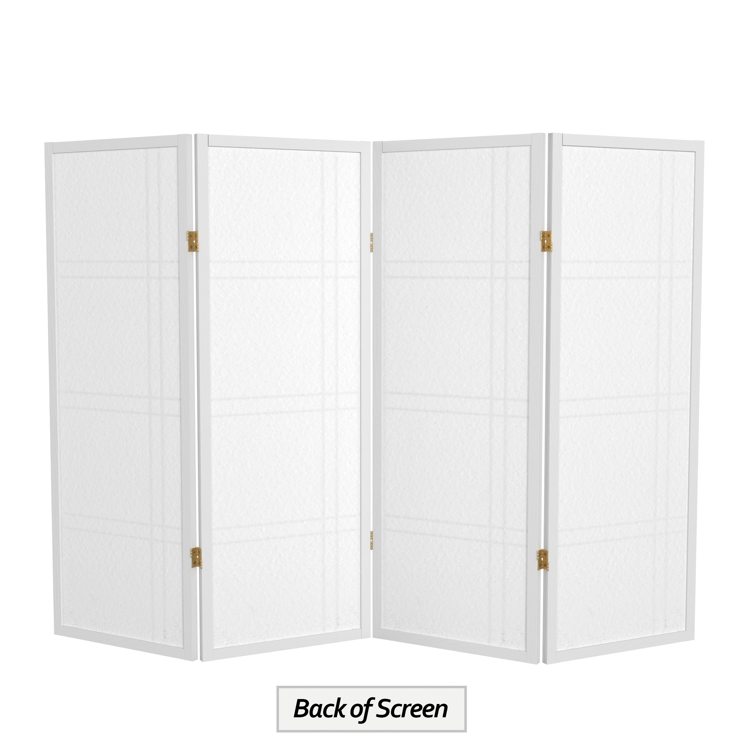 4 ft. Tall Japanese Design Double Cross Lattice Screen - White - 4 Panels