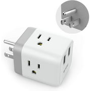 Multi Plug Outlet Extender，ETL Listed, TROND Outlet Splitter Expanders with 2 USB Ports, 3 Prong Wall Plug Adapter,
