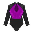 thumbnail image 6 of Aislor Women's Long Sleeve Gymnastics Leotard Shiny Rhinestone Ballet Dancewear Purple M, 6 of 7