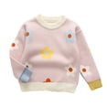 thumbnail image 2 of Godderr Kids Baby Girls Flower Sweater Pullover Knit Sweater Fall Winter Padded Thickened Sweater Coat for 1-7Y, 2 of 5