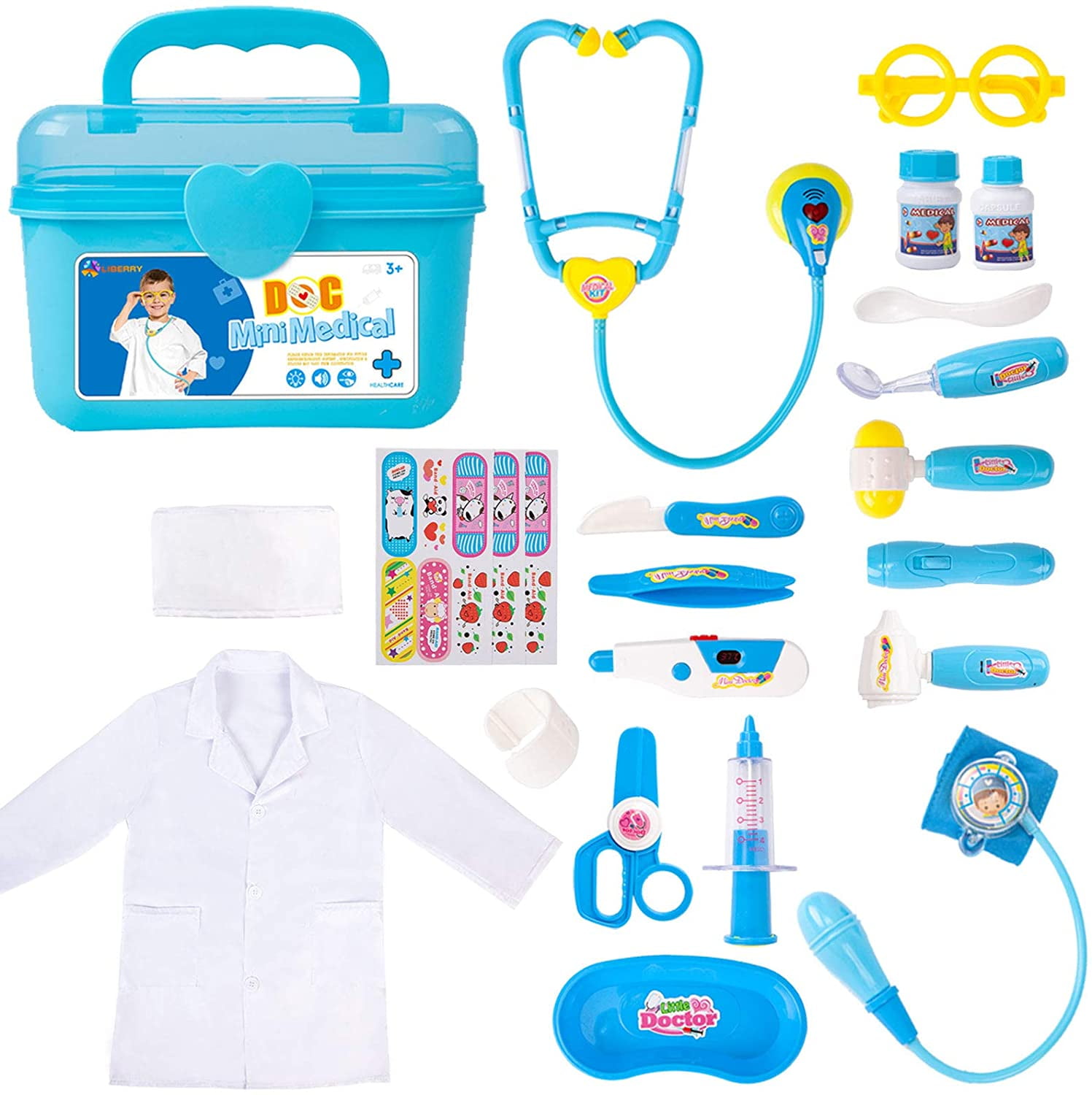 Buyger 30 Piece Doctor's Case Medical Doctor Role Play Toy Gifts Children Blau 