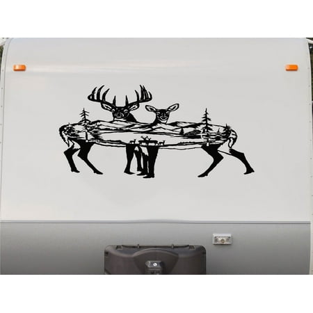 Buck Doe Deer Cabin Camper Trailer Decals Replacement Stickers