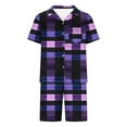 thumbnail image 4 of Awdenio Men's Pajama Set 2 Piece Retro Summer Outfits Plaid Button Down Shirts and Shorts Set Casual Clothing, 4 of 5