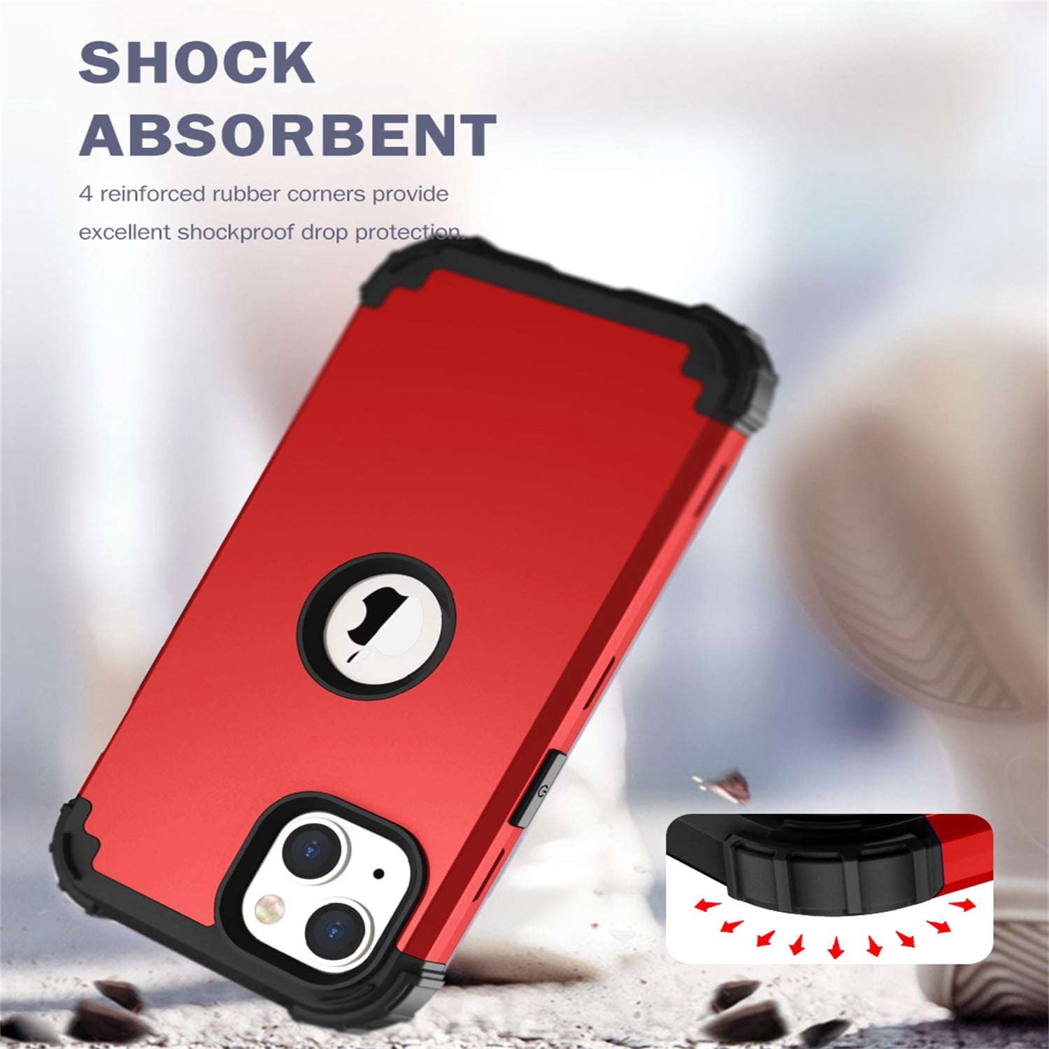 iPhone 14 Plus Case 6.7 inch 2022, Allytech Heavy Duty Hybrid Hard PC Back + Soft TPU Inner + Front PC Frame Drop Protection Case for iPhone 14 Plus  5G, Red