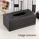 thumbnail image 4 of Cubierta de caja de pañuelos de cuero rectangular y carrito, almacenamiento organizador de escritorio, 4 of 5