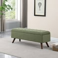 thumbnail image 2 of HomePop Modern Tufted Storage Bench, 48"W x 16.25"D x 18.5"H, Olive Green, 2 of 11