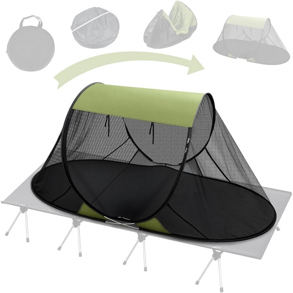 Pop-Up Mosquito Net Tent for Camping, Instant 1 Person Bug Screen Tent, Portable Foldable Mesh Shelter with Ground Stakes, Fits Camping Cot or Outdoor Bed for Camping Hiking and Travel