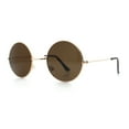 thumbnail image 4 of Kids Size Retro Iconic Hippie Round Circle Lens Metal Rim Sunglasses Gold - Brown, 4 of 8