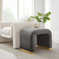 thumbnail image 2 of Accent Stool Chair Ottoman, Grey Gray, Velvet, Living Kitchen Cafe Bistro Hospitality Restaurant, Modern Contemporary Boutique HB36443, 2 of 10
