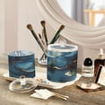 thumbnail image 5 of Wobogo Navy Blue Gilt Marbles Clear Plastic Jar Large and Medium Combo Set Cotton Swabs Balls Dental Floss Sticks Cosmetic Storage Can, 5 of 6