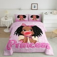 thumbnail image 2 of Erosebridal Cute Princess Bedding Full Kawaii Black Full Comforter Set, Afro Melanin Down Comforter Sparkling Stars Bedding Comforter Sets, Teen Duvet Insert Lightweight 3 Piece, 2 of 6