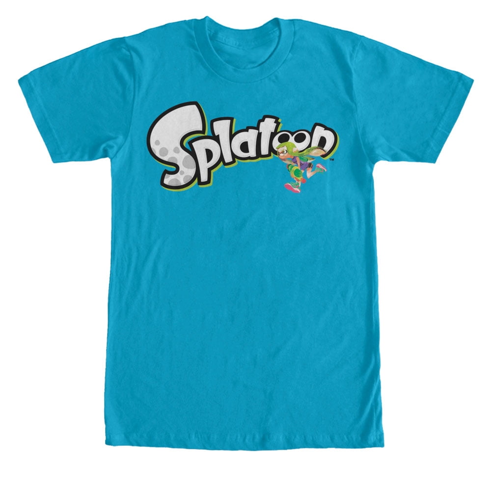 Men S Nintendo Splatoon Logo Graphic Tee Turquoise Small Walmart Com