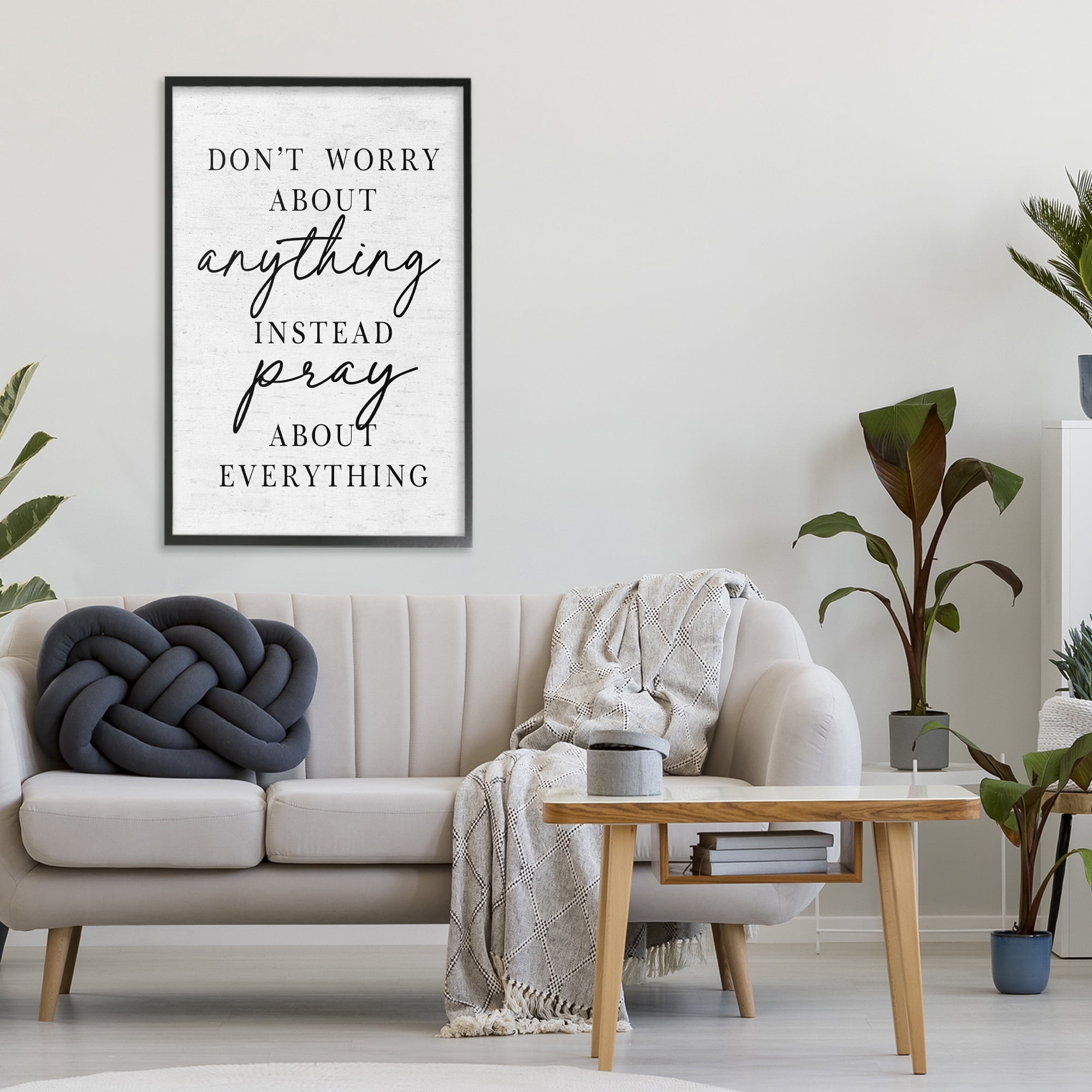 Pray Instead Of Worry Black Framed Giclee Art, design by Lettered and Lined