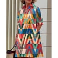 thumbnail image 2 of NANAHuang Womens Linen Long Sleeve Simple Printed Button Down Shirt Dress Plus Size Loose Shirt Dresses for Women with 2 Pockets, 2 of 3