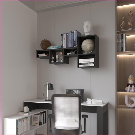 Wall Shelf Kiowa Modern Minimalist for Office & Home | Black | Engineered Wood