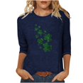 thumbnail image 2 of St. Patrick's Day Shirt for Women Flying Glitter Clovers Graphic T-Shirt 3/4 Sleeve Crewneck Soft Comfy Festival Apparel Greenery Gift, 2 of 4