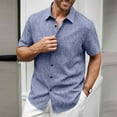 thumbnail image 5 of USNSM Men's Linen Shirts Short Sleeve Button Down Casual Dress Shirts for Men Beach Vacation Shirt Fashion Summer Clothes Blue XXL, 5 of 8