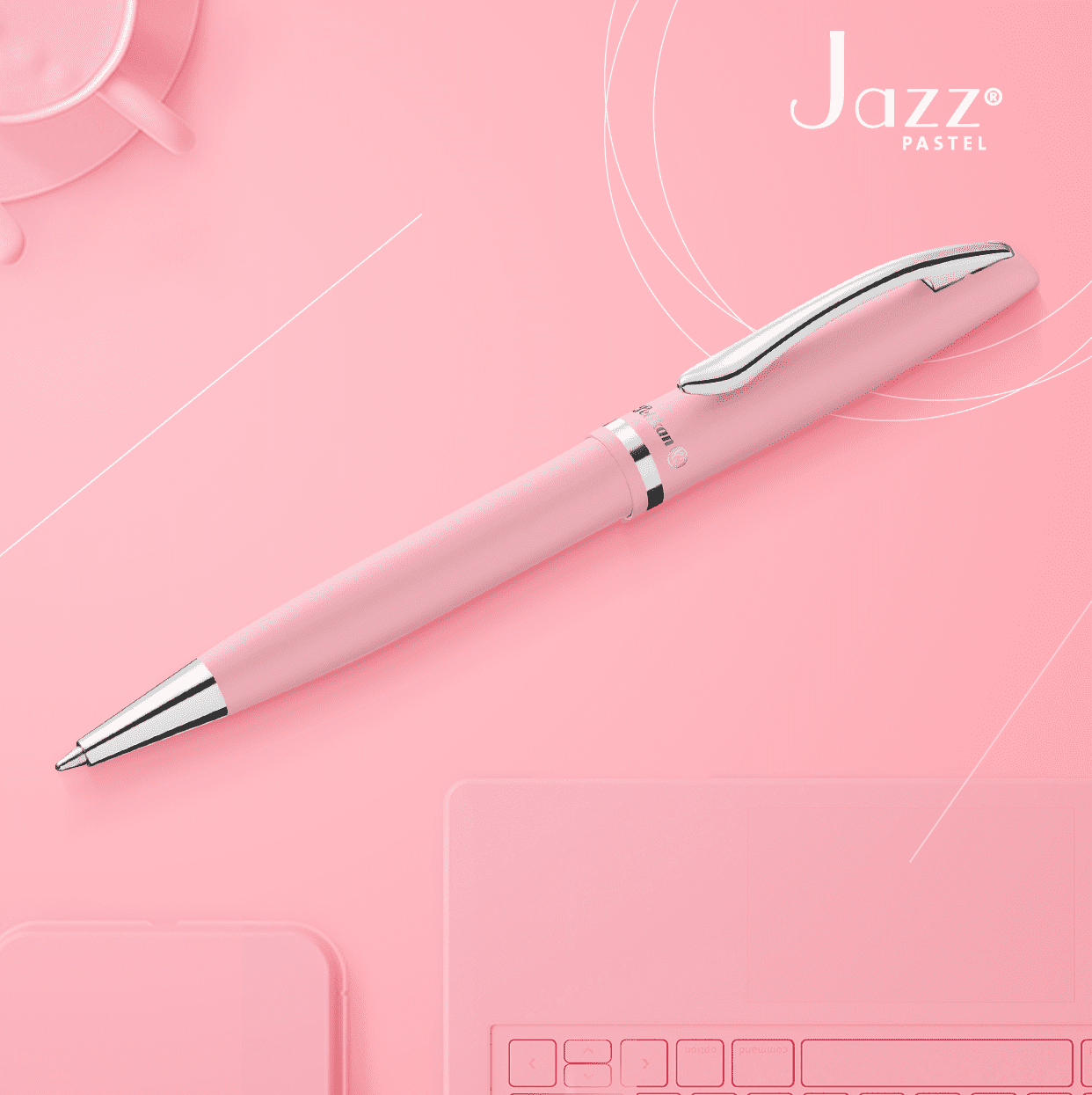 Pelikan Jazz Pastel Ballpoint Pen with Medium Point, Blue Ink Refill, Pink, Boxed, 1 Each (812658)